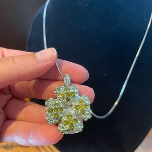 Clover rhinesstone Necklace & earrings set